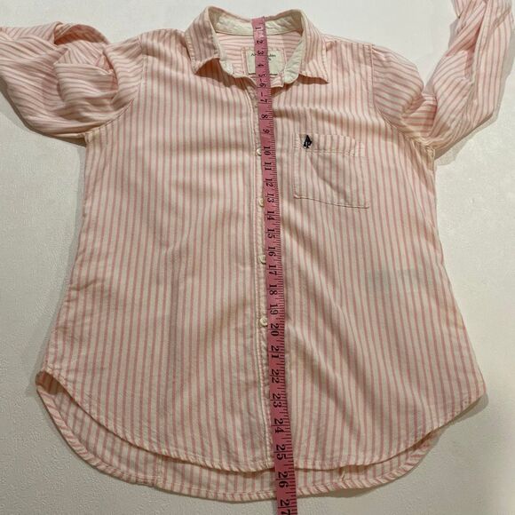 Abercrombie & Fitch Pink White Striped Button Down Shirt Women’s Medium - Picture 4 of 9